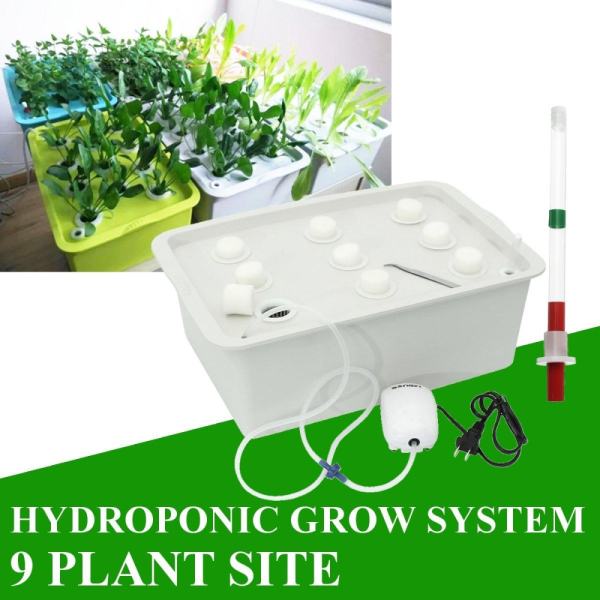 9 Plant Sites Spots Grow Deep Water Culture Kit System Bubble Tub Hydroponics - intl