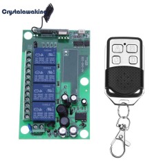 AC220V 4 Kênh 433 mhz Nhựa Không Dây RF Tiếp Công Tắc Điều Khiển từ xa (Xanh Lá)-quốc tế