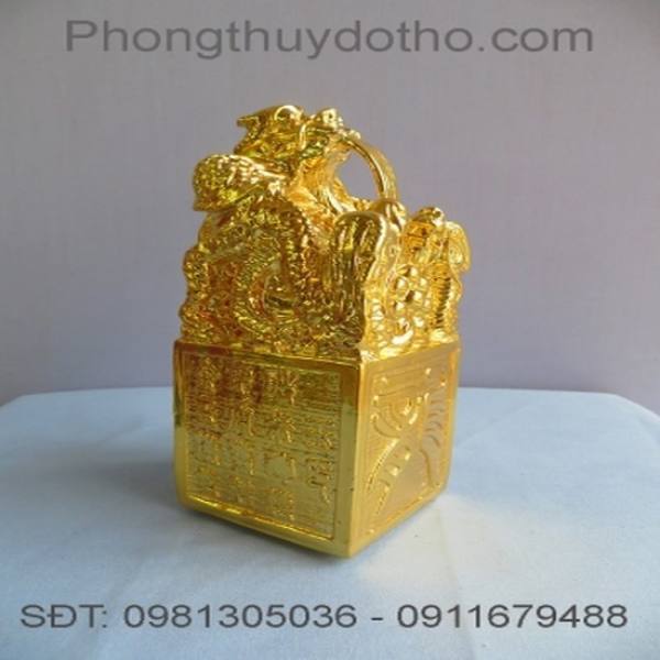 Ấn đồng mạ vàng 24K dài 15,5x6 cm