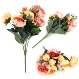 epayst Artificial Peony Silk Flowers Bouquet Festival Wedding Home Party Decoration Champagne
