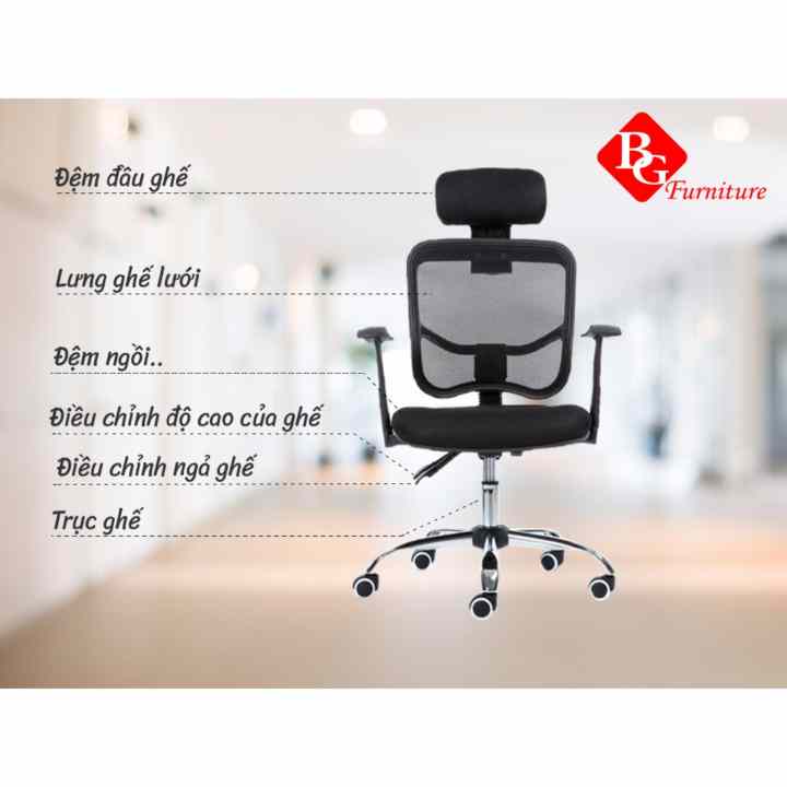 B&G Ergonomic Ghế Văn Phòng Chân Xoay H1-B (Đen )