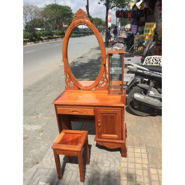 Bàn trang điểm đẹp gỗ căm xe oval