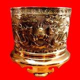 Bát hương 14 - Đường kính bát nhang 14cm nặng 1,2kg - Đồ thờ phụng cao cấp bằng đồng liên doanh Đài Loan