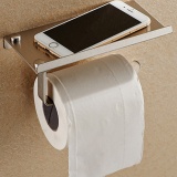 Bathroom Set Toilet Paper Phone Holder with Shelf Stainless Steel Paper Holder Tissue Boxes Bathroom Mobile Phones Towel Rack - intl