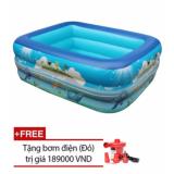 Bể Bơi Summer 3 Tầng Cho Bé Loại 150cmx110cmx50cm + Tặng Bơm Điện(Xanh Dương Nhạt)