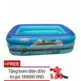 Bể Bơi Summer 3 Tầng Cho Bé Loại 150cmx110cmx50cm + Tặng Bơm Điện(Xanh Dương Nhạt)