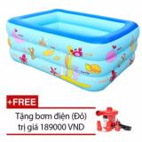 Bể Bơi Summer 3 Tầng Cho Bé Loại 160cmx125cmx55cm + Tặng Bơm Điện (Xanh Dương Nhạt)