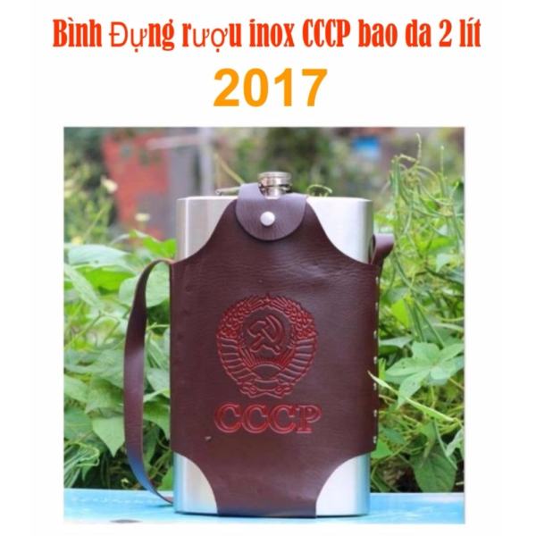 Bình đựng rượu inox CCCP bao da 2 lít Loại Mới 2017
