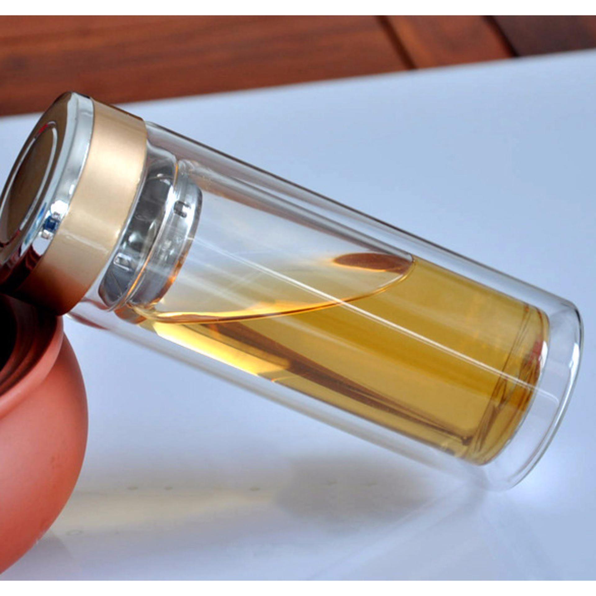 bình thủy tinh giữ nhiệt cao cấp 2 lớp, bình pha trà, bình cà phê 350 ml