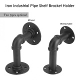 epayst Black Iron Industrial Pipe Shelf Bracket Holder DIY Home Decor Wall Mounted Support #Detachable
