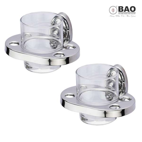 Bộ 02 cái kệ để ly có kèm ly BAO M2-2005 (INOX 304)