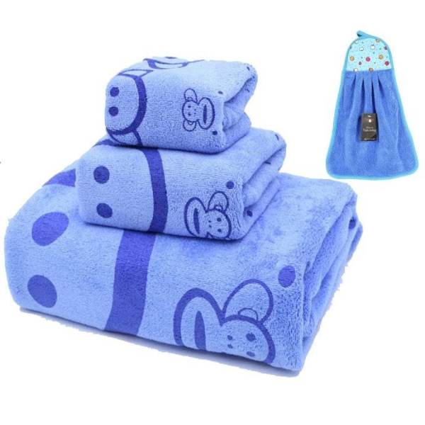 Bộ 03 Khăn tắm, khăn gội, khăn mặt Cao cấp (KIBA) siêu mềm mịn cho mẹ và bé - Tặng khăn lau tay