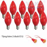 Bộ 10 bóng led trái ớt 0.3W, ánh sáng đỏ + tặng kèm 2 đuôi E12