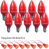 Bộ 10 bóng led trái ớt 1w, ánh sáng đỏ + tặng kèm 8 đuôi e12
