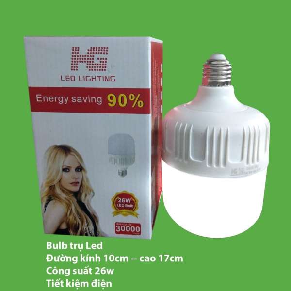 Bộ 10 Bulb trụ kín nước 26W ánh sáng trắng (chip korea)