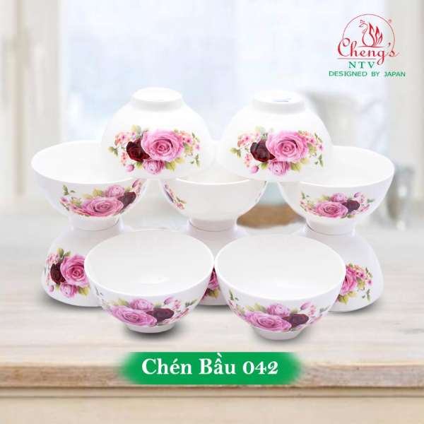 Combo 10 chén sứ hoa cao cấp