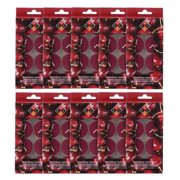Bộ 10 hộp 80 nến tealight thơm cao cấp hương Black Cherry NYCandle FtraMart EDC-NYC08 (Đỏ sậm)