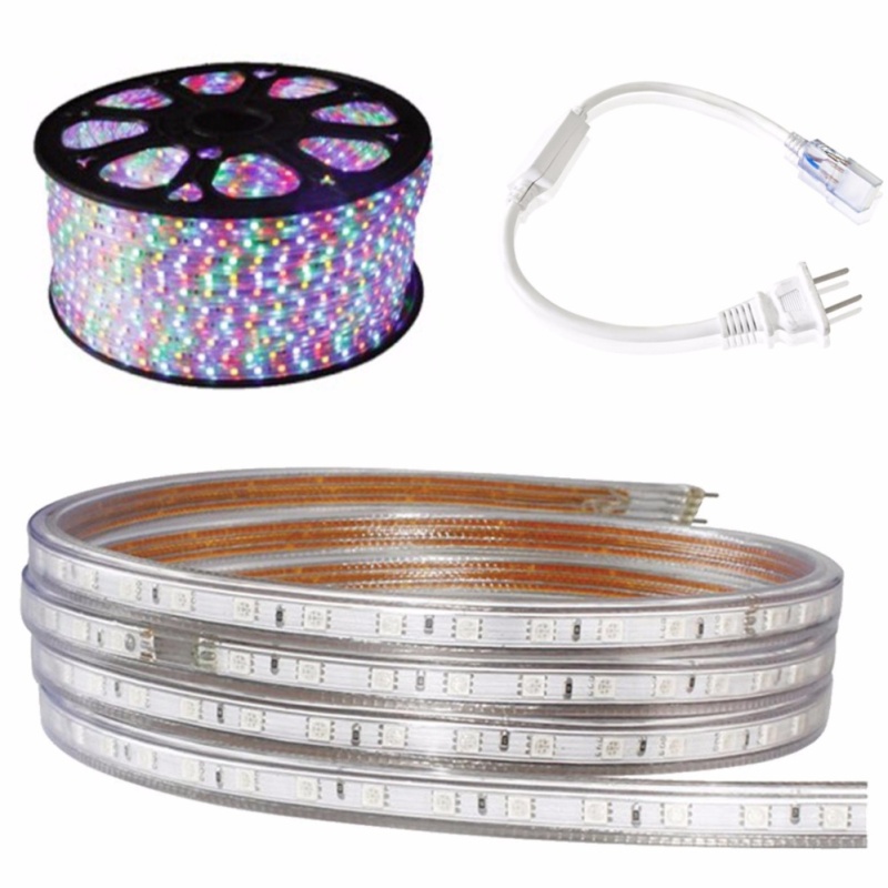 Bộ 10 mét đèn Led dây 5050/220V 4 màu và 1 đầu nối dây nguồn