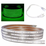 Bộ 10 mét đèn Led dây 5050/220V màu xanh lá và 1 đầu nối dây nguồn