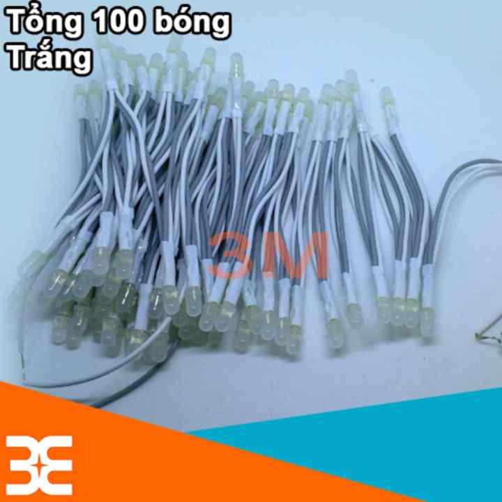 Bộ 100 bóng led liền dây 5VDC phi 5 sáng trắng siêu đẹp ( Cuộn dài 6m )