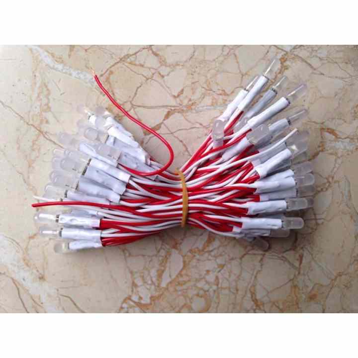 Bộ 100 bóng led liền dây 5mm 5-9VDC sáng Đỏ Lung Linh ( Cuộn dài 6m )
