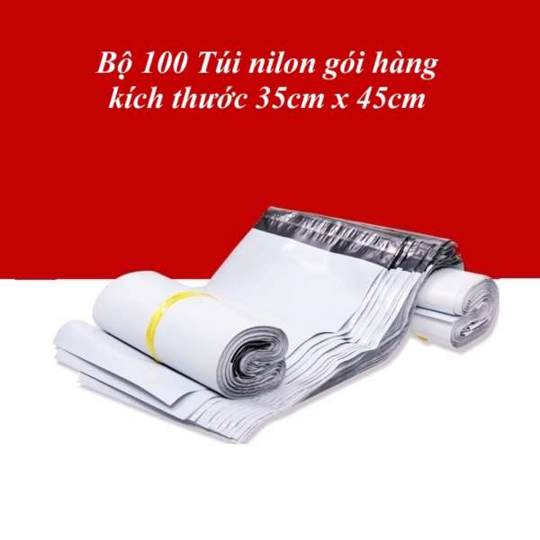 Bộ 100 Túi nilon gói hàng 35cm x 45 cm - Trắng