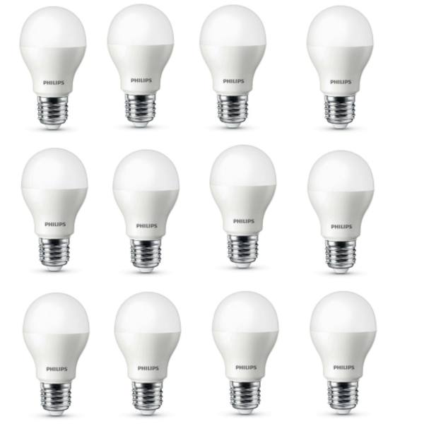 Bộ 12 Bóng đèn Philips LED ESS LEDBulb 5W đuôi E27 230V A60 ánh sáng (Trắng/Vàng)