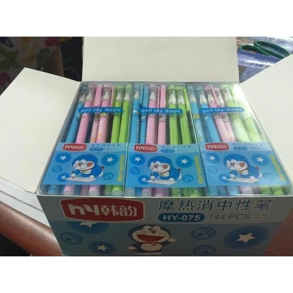 Bộ 12 cây bút bi xóa được thần kỳ Đô-rê-mon (Mực màu xanh)
