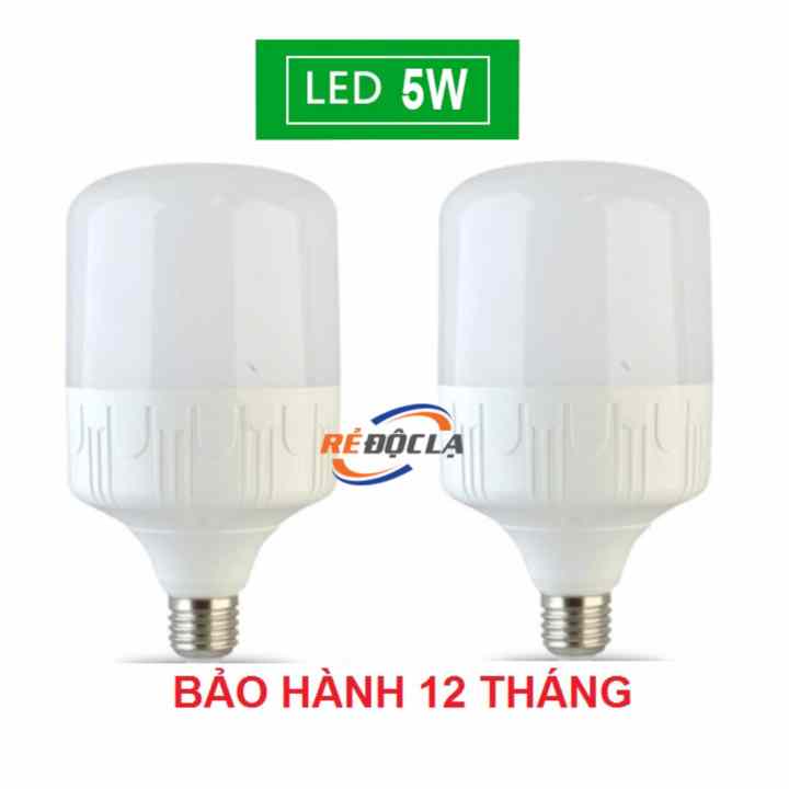 Bộ 2 bóng đèn Led trụ 5W trắng - Loại 1