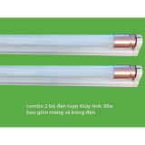 Bộ 2 Bóng đèn led Tuýp thủy tinh 30W 1,2m,  (ánh sáng trắng)+ 2 Máng đèn led tuýp 1.2m