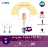 (Bộ 2) Bóng đèn Philips LED Fila 7.5W 2700K đuôi E27 ST64 - Ánh sáng vàng