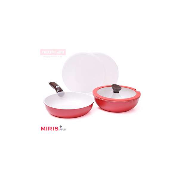 Bộ 2 chảo cán rời Miris Đỏ + Tặng  01 vá sạn silicone 155k