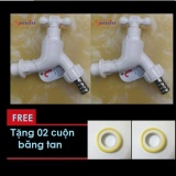 Bộ 2 chiếc vòi hồ tay vặn Sunzin (nhựa ABS trắng), tặng thêm 02 cuộn băng tan