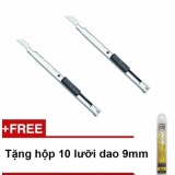 bộ 2 dao cắt giấy thép không rỉ + tặng kèm lưỡi dao đa năng cho văn phòng