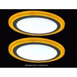 Bộ 2 đèn led nổi ốp trần 24w tròn 2 màu 3 chế độ ánh sáng trắng vàng