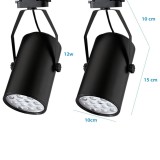 Bộ 2 đèn led rọi thanh ray 12w vỏ đen ánh sáng trắng/vàng
