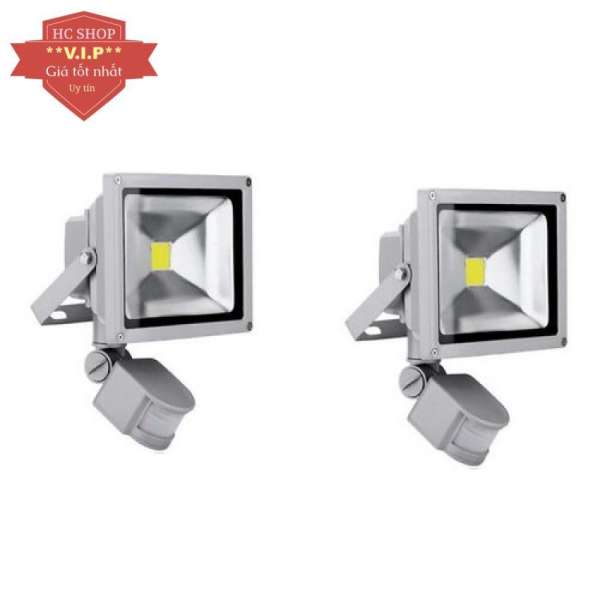 Bộ 2 đèn pha LED cảm ứng chống trộm 20W (Xám)