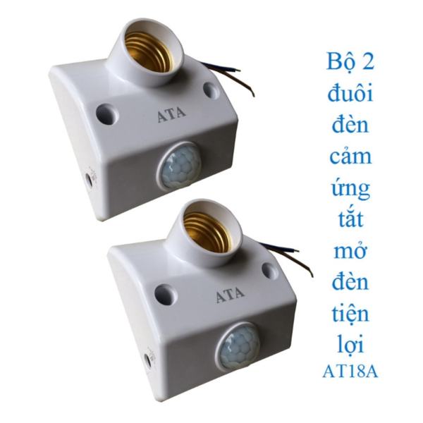 Bộ 2 đui đèn cảm ứng mở đèn chỉnh được cảm biến sáng và thời gian ATA18A