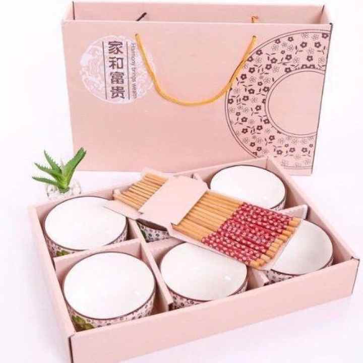 Bộ 2 Hộp chén đũa Nhật Bản Camellia (12 Chén, 12 đôi đũa)