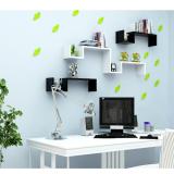 [HCM]Bộ 2 kệ gỗ treo tường chữ S (Trắng)