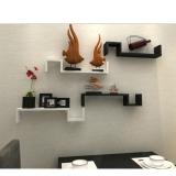 [HCM]Bộ 2 kệ gỗ treo tường chữ S (Trắng)