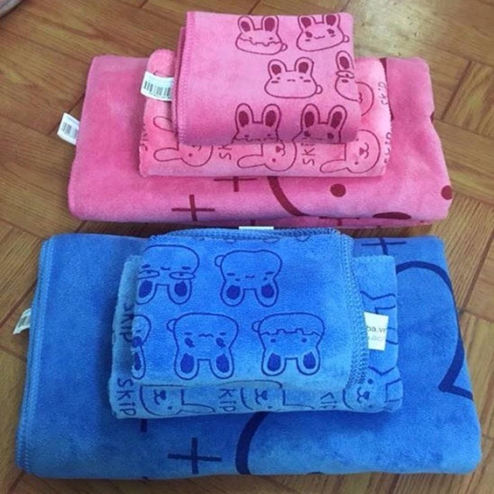 Bộ 2 khăn gội đầu Thái Lan cao cấp siêu mềm mịn cho mẹ và bé KIBA