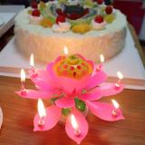 Bộ 2 nến nở hoa và phát nhạc V.2 (màu hồng)