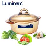 Bộ 2 nồi thủy tinh Luminarc Amberline Granite 1.5L/3L (Đáy mới chống trượt) + Tặng Bộ 6 ly thủy tinh 240ml