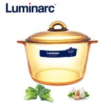 Bộ 2 nồi thủy tinh Luminarc Amberline Granite 1.5L/3L (Đáy mới chống trượt) + Tặng Bộ 6 ly thủy tinh 240ml