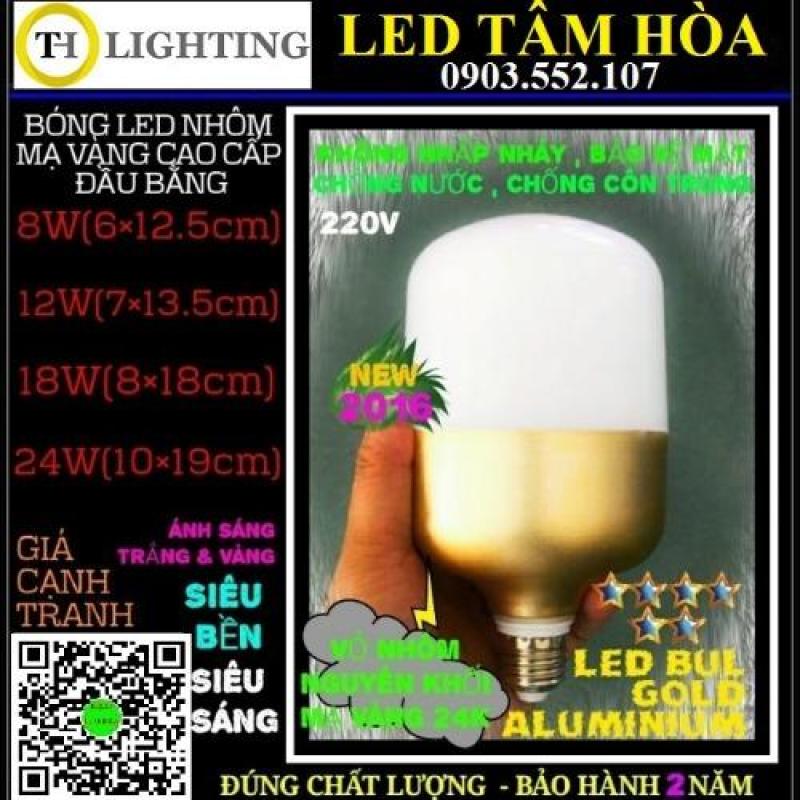 Bảng giá Bộ 3 Đèn Led Búp Nhôm Vàng 8w (Trắng)