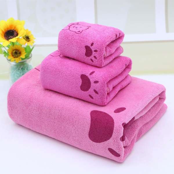Bộ 3 khăn cho nhà tắm cao cấp (hồng)