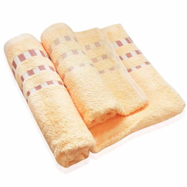 Bộ 3 khăn tắm cotton lông mềm hút nước (cam nhạt)