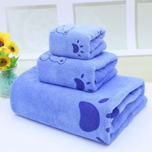 Bộ 3 khăn tắm - khăn mặt - khăn lau BSFTY-001 (Xanh dương)