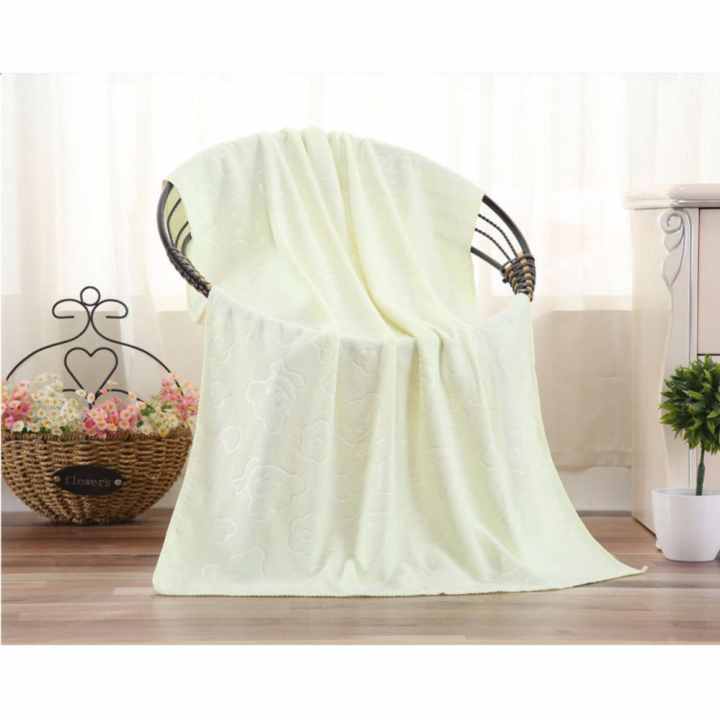Bộ 3 khăn tắm, khăn mặt, khăn lau tóc cao cấp loại in chìm (vàng nhạt) - (BQ271-VANGNHAT)